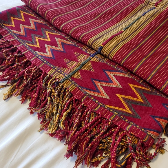 Vintage Handwoven Tribal Nigerian Kente Cloth Textile, Red Yellow Green - Picture 4 of 11